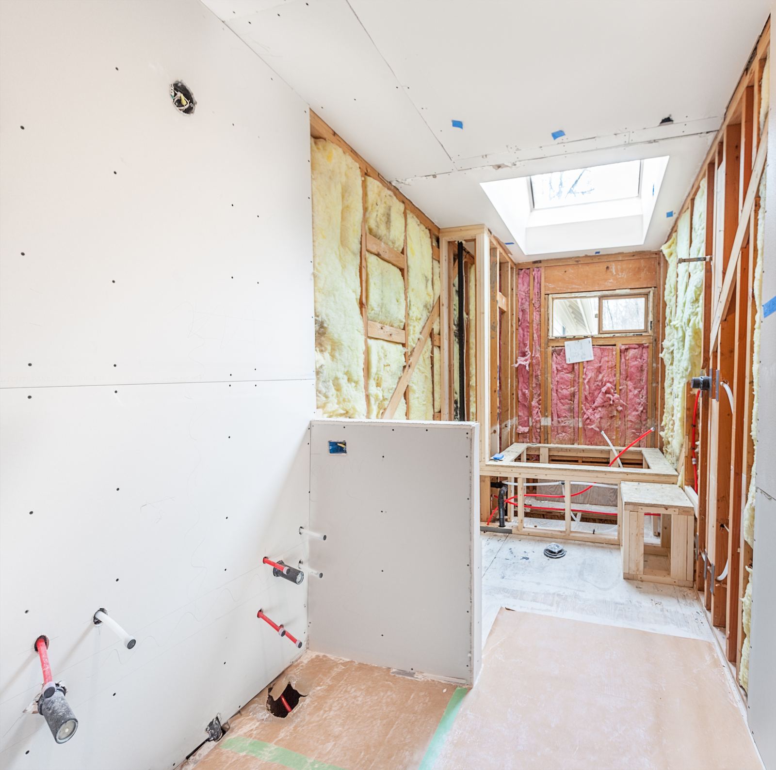 Bathroom remodel framed and insulated